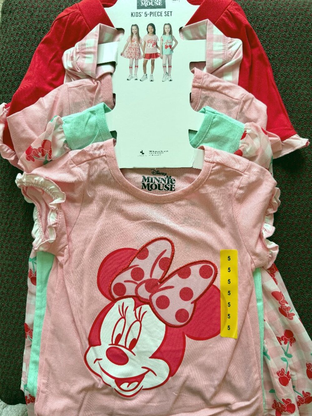 Disney Minnie Mouse Girls 5-Piece Skirt Set Size 6 Mix Match Tops Leggings Skirt